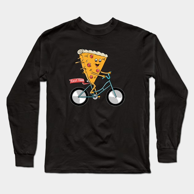 Pizza bicycle Fast Food Long Sleeve T-Shirt by coffeeman